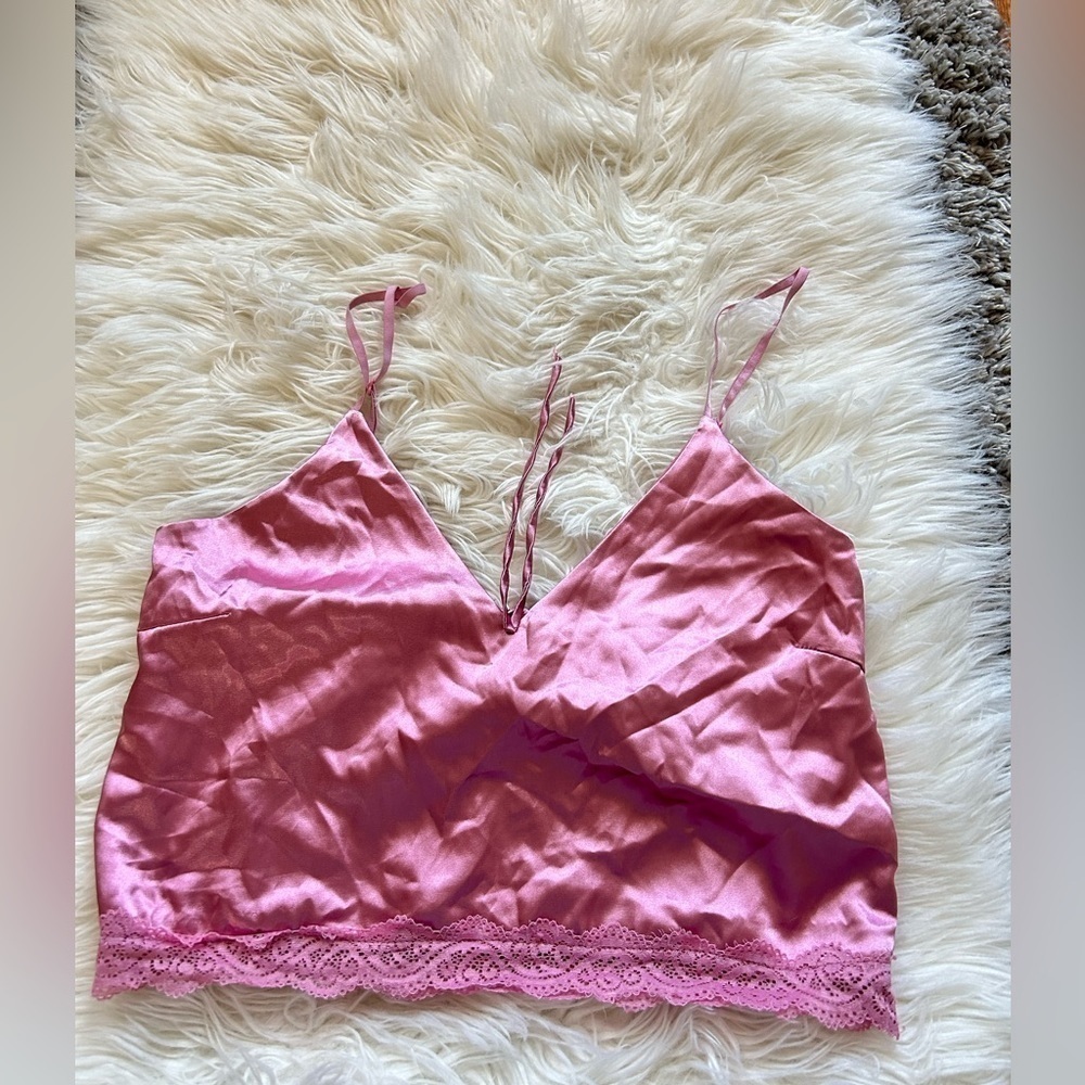 Pink Satin & Lace Cami Top - Picture 1 of 2